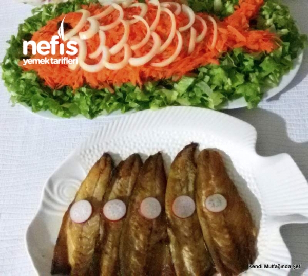 Balık Kızartma ve Balık Resimli Havuçlu Salata Tarifi