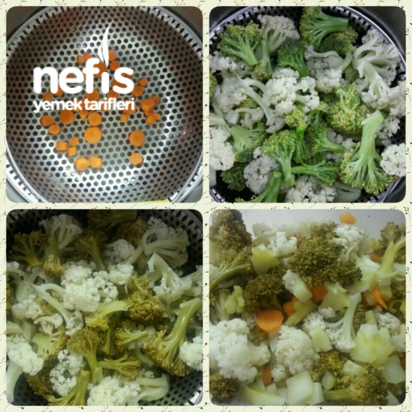 Buharda Pişirilmiş Brokoli-karnabahar-havuç Salatam