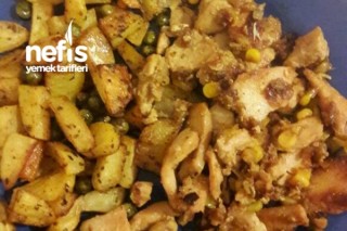 Tavuk Kavurma, Fırında Patates Ve Cevizli Lahana Salatası Tarifi