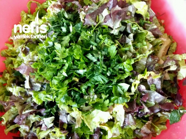 Ekşili Soslu Mevsim Yeşillikleri Salatası