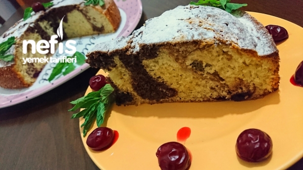 Cotton Marbling Cake (με γεύση πορτοκάλι-κεράσι-κανέλα)