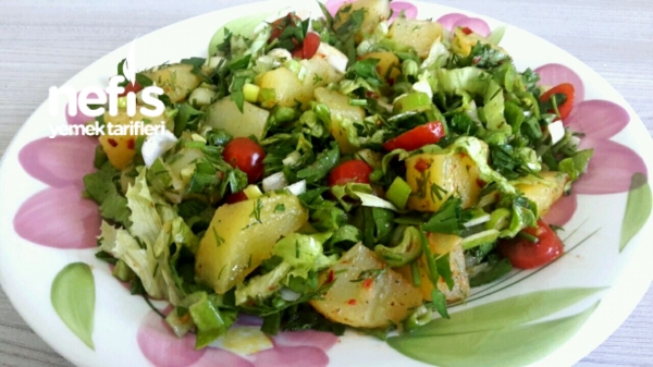 Yesilligi Bol Patates Salatasi (tam Diyete Uygun Oldukca Doyurucu)