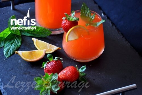 20 Adet Çilek Ve 1 Adet Limondan Mis Gibi Çilekli Limonata Tarifi 20 Adet Çilek Ve 1 Adet Limondan Mis Gibi Çilekli Limonata Tarifi