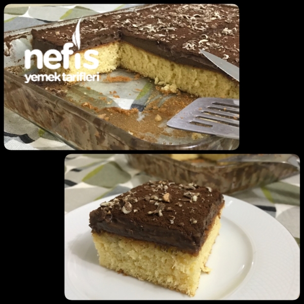 Sade Kek Üzerine Çikolatalı Pasta Nefis Yemek Tarifleri
