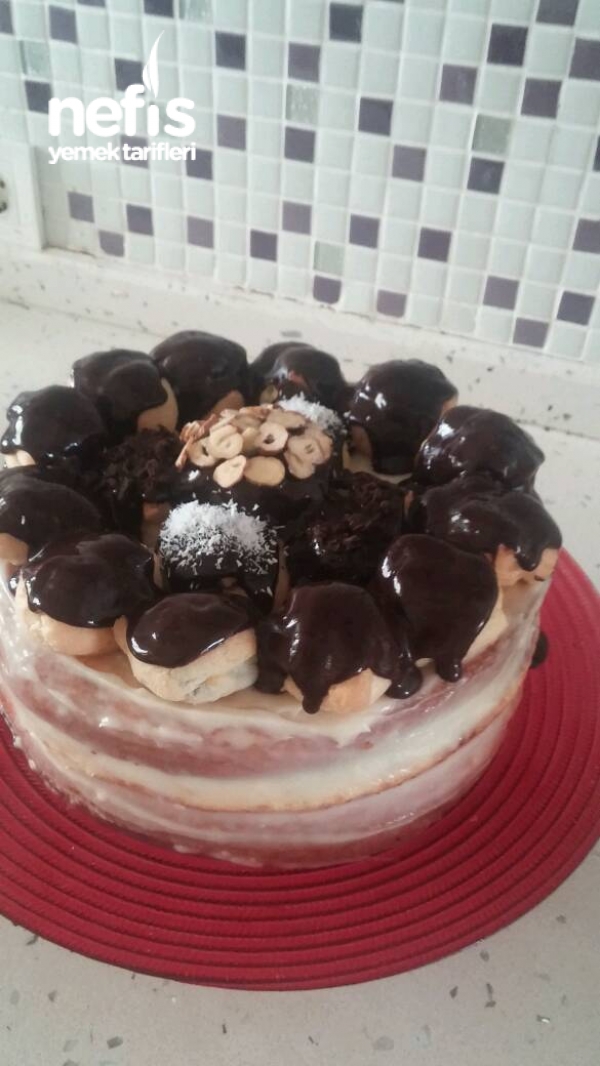 Profiterollü Yaş Pasta Nefis Yemek Tarifleri 4045055
