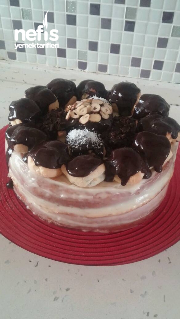Profiterollü Yaş Pasta Nefis Yemek Tarifleri 4045055