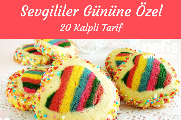 Sevgililer Gününe Özel Kalpli Gök Kuşağı Kurabiyeler Sevgililer Gününe Özel Kalpli Gök Kuşağı Kurabiyeler