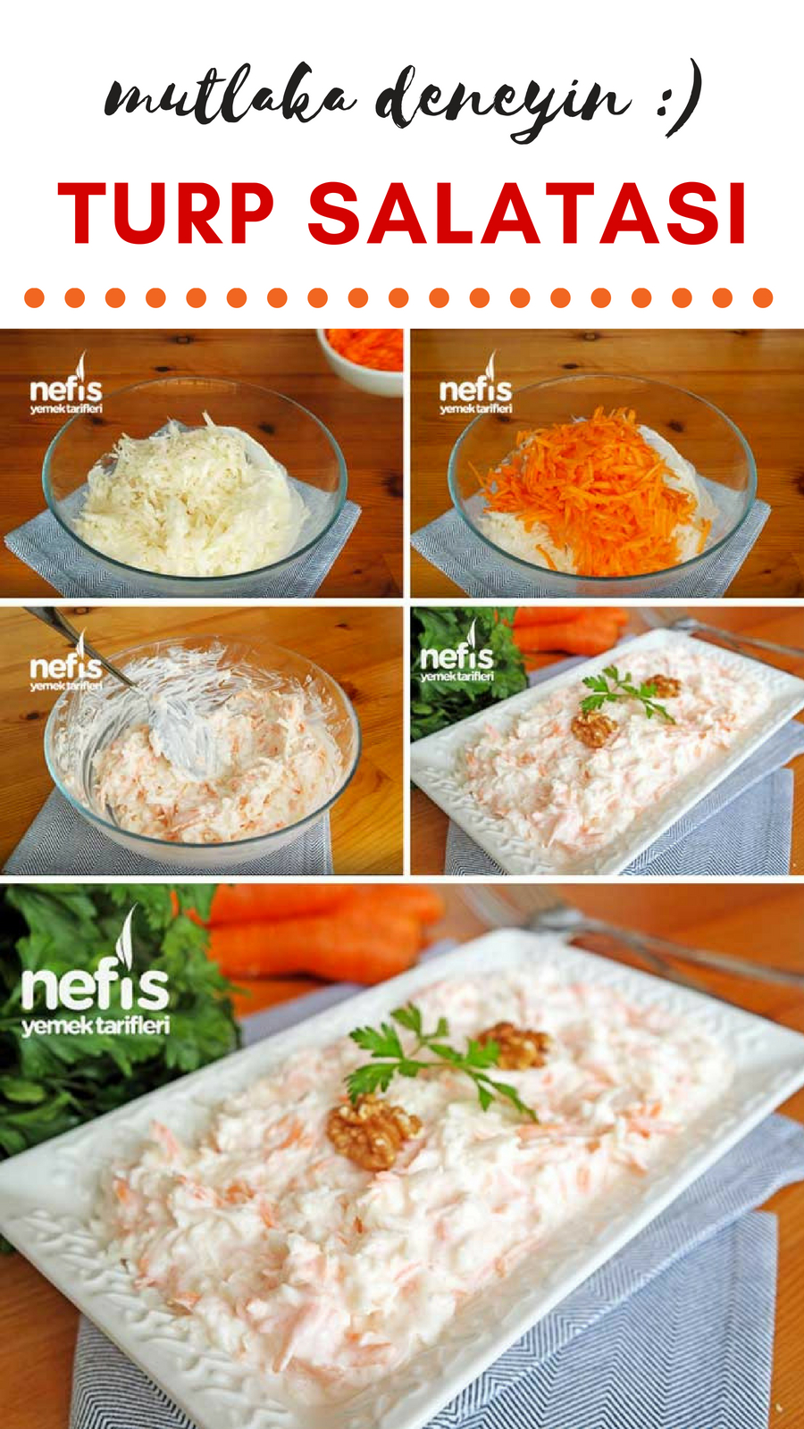 Yeşil turp salatası hazırla Yeşil turp salatası hazırla