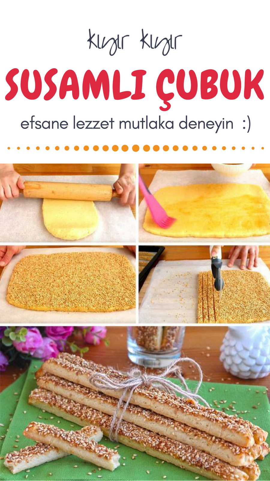 Susamlı çıtır grissini tarifi Susamlı çıtır grissini tarifi