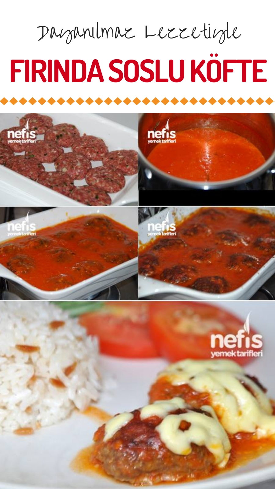 Domates Soslu Kaşarlı Köfte Domates Soslu Kaşarlı Köfte