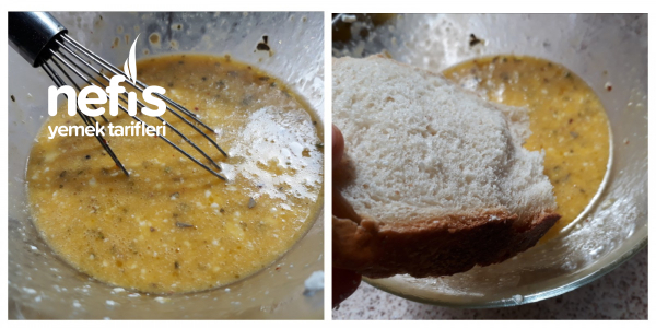 Kahvaltıya Yumurtalı Zeytinyağlı Baharatlı Ekmek Dilimleri (Peynirli)