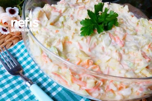 10 Dakikada Yedikçe Yediren Beyaz Lahana Salatası (Coleslaw) Tarifi