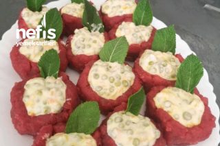 Mor Patates Çanağında Rus Salatası Tarifi