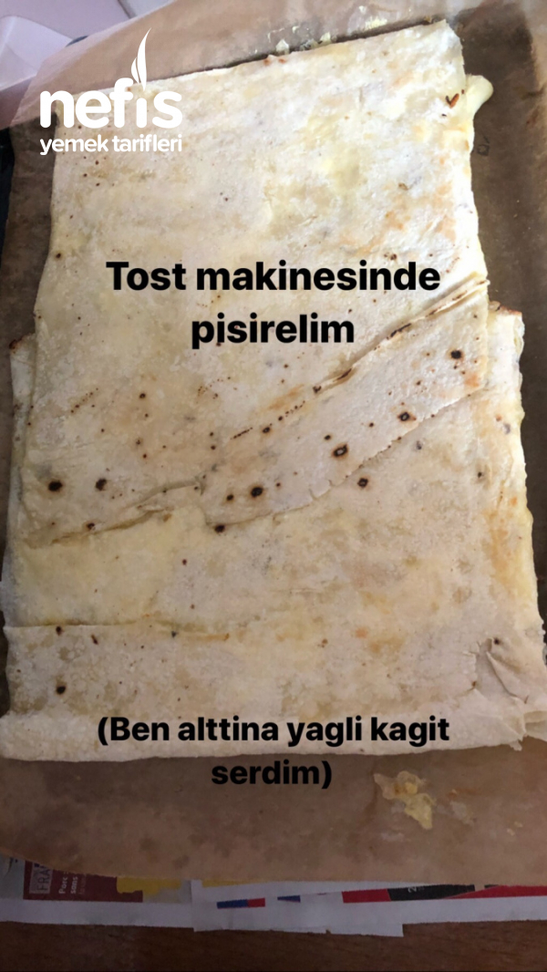Yufka Ekmeginden Mis Gibi Peynirli Yumurtali Börek ( tost makinesinde)