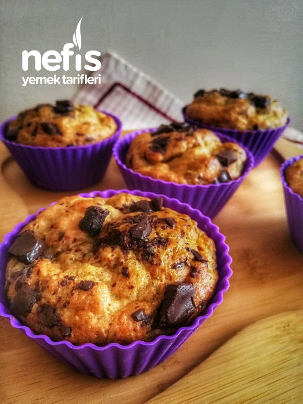 Fit Çikolata Parçacikli Muzlu Muffin