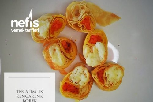 Kahvaltı Sofralarınızda Yeni İkram Tek Atımlık Rengarenk Börek (Videolu) Tarifi