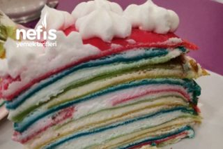 Pastel Rainbow Crepe Cake Tarifi