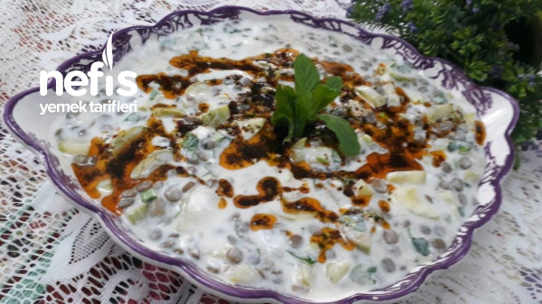 Yedikçe Yediren Yeşil Mercimekli Yoğurtlu Kabak Salatasi.