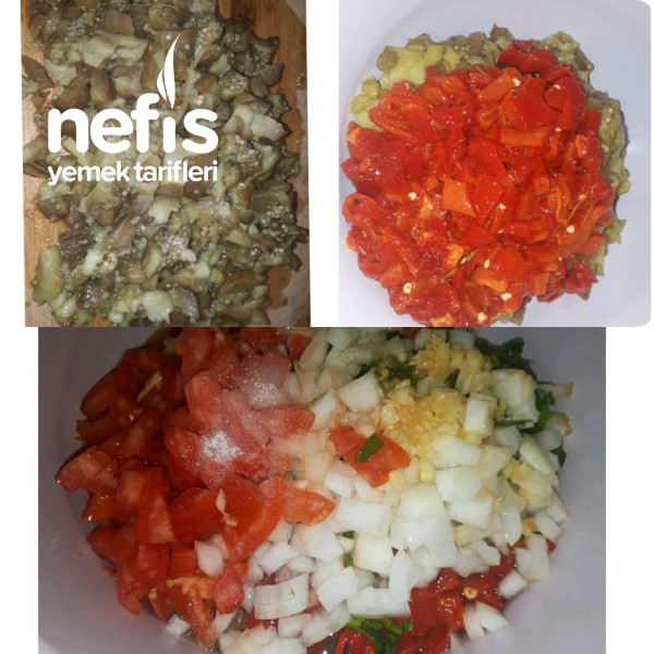 Köz Patlıcan Ve Kırmızı Bıber Salatası