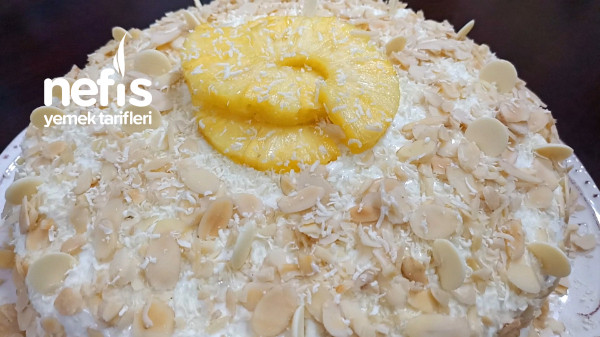 Özel Günlerin En Çok Tercih Edilen Mükemmel Lezzeti Bademli Ve Ananaslı Pasta (Videolu)