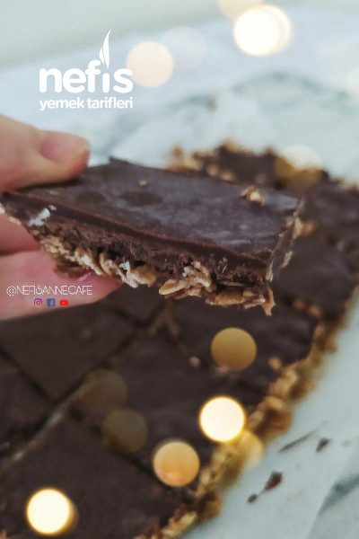 Çikolatalı Fıstık Ezmeli Bar Tarifi (1 Dilimi 154 Kalori) (Videolu)