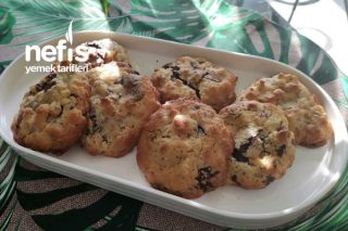 Bol Çikolatalı Bol Cevizli Bisküvi Kurabiye Cookies (Videolu) Tarifi