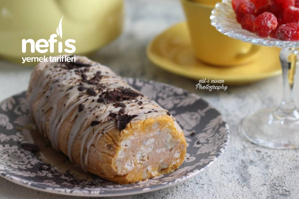 Beyaz Çikolatalı Tahin Sosu Eşliğinde Balkabağı Mozaik Pastası Tarifi