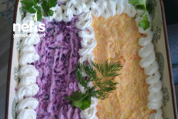 Renkli Patates Salatası (Havuç Ve Mor Lahana)