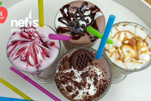 5 Dakikada Hazır 4 Milkshake Yapımı | Çikolatalı Milkshake Tarifi | Soğuk İçecek (Videolu)