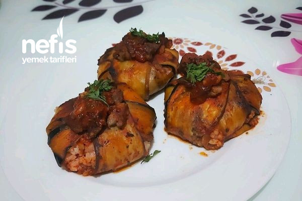 Etli Pilavlı Mini Patlıcan Kapama (En Leziz Ana Yemek) Tarifi
