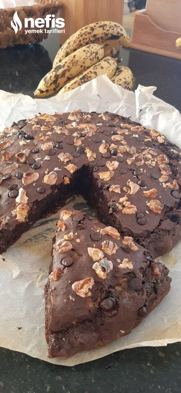 Olgunlaşmış Muzdan Şekersiz Kakaolu Kek