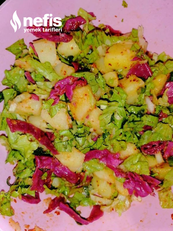 Mor Lahanalı Yeşillikli Patates Salatası