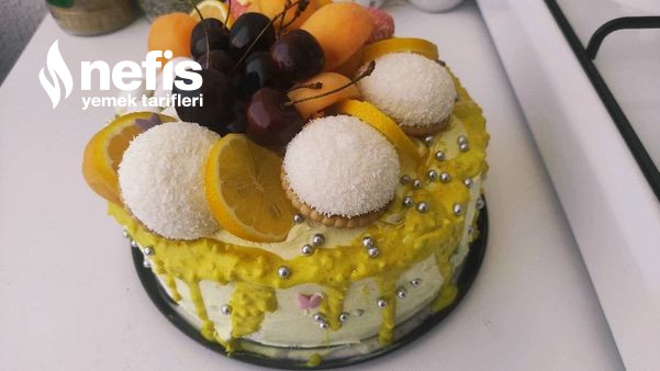 Limon Kokulu Doğum Günü Pastası Nasıl Yapılır (Yaş Pasta) Tarifi (Videolu)