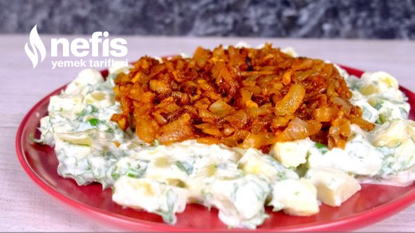 Karamelize Soğanlı Harika Patates Salatası (Videolu)