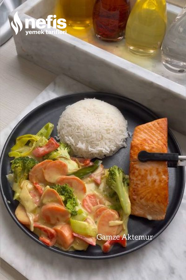 Somon Balığı İle Fıstık Soslu Sebze (Çin Yemeği)