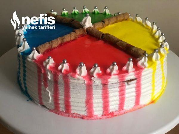 Hazır Kekten Nefis Renkli Pasta Tarifi Hazır Kekle Yaş Pasta Yapımı Videolu