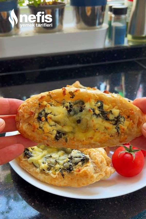 Milföy Hamurundan Ispanaklı Peynirli Pideler