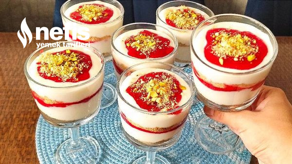 Cheesecake Tadında Çilek Soslu Magnolia  (Videolu)